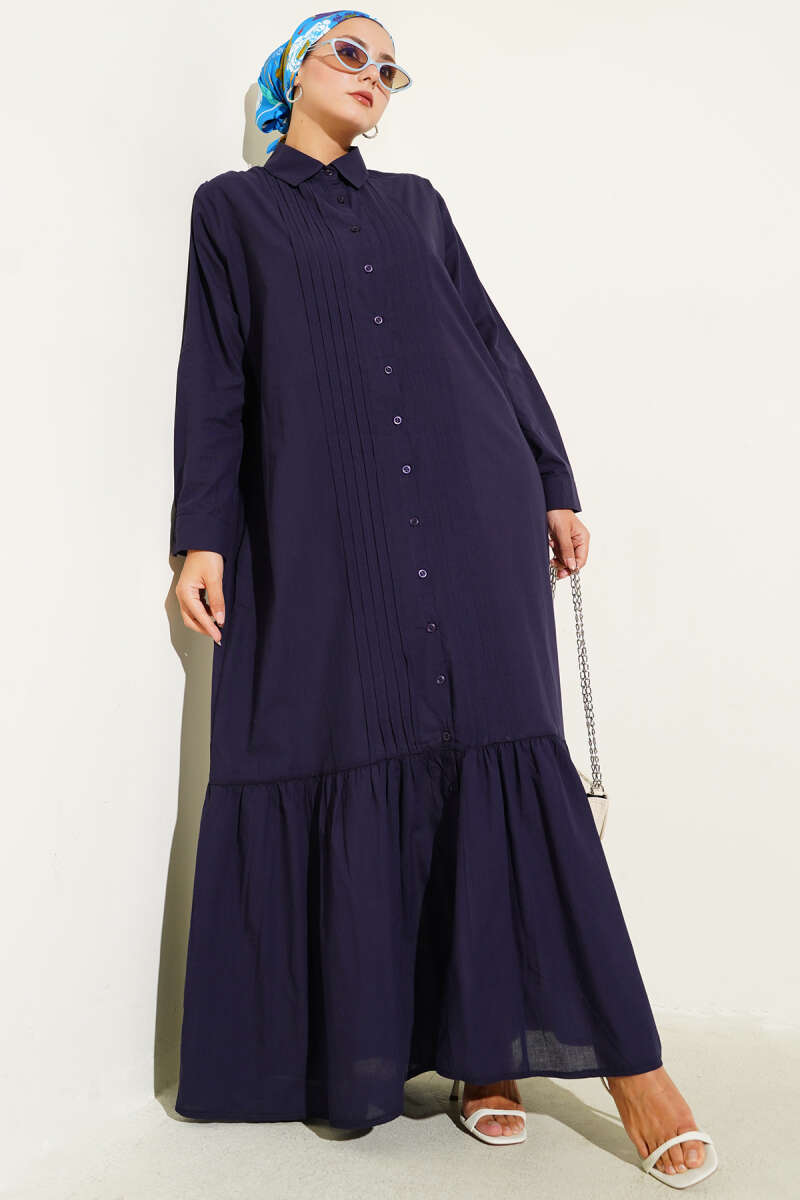 Hemdkragen Plisseekleid