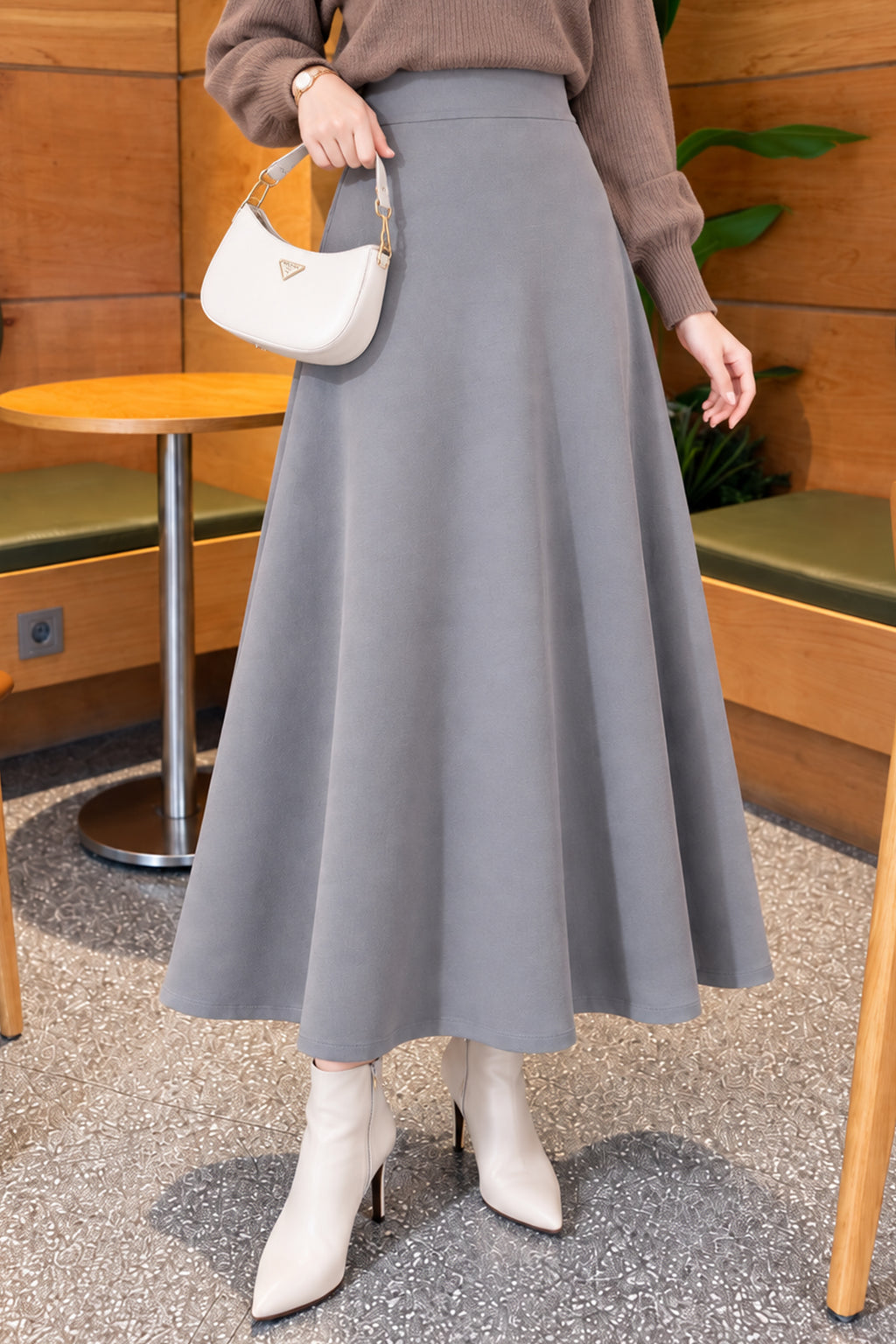 Flared Basic Skirt with Elasticated Waist