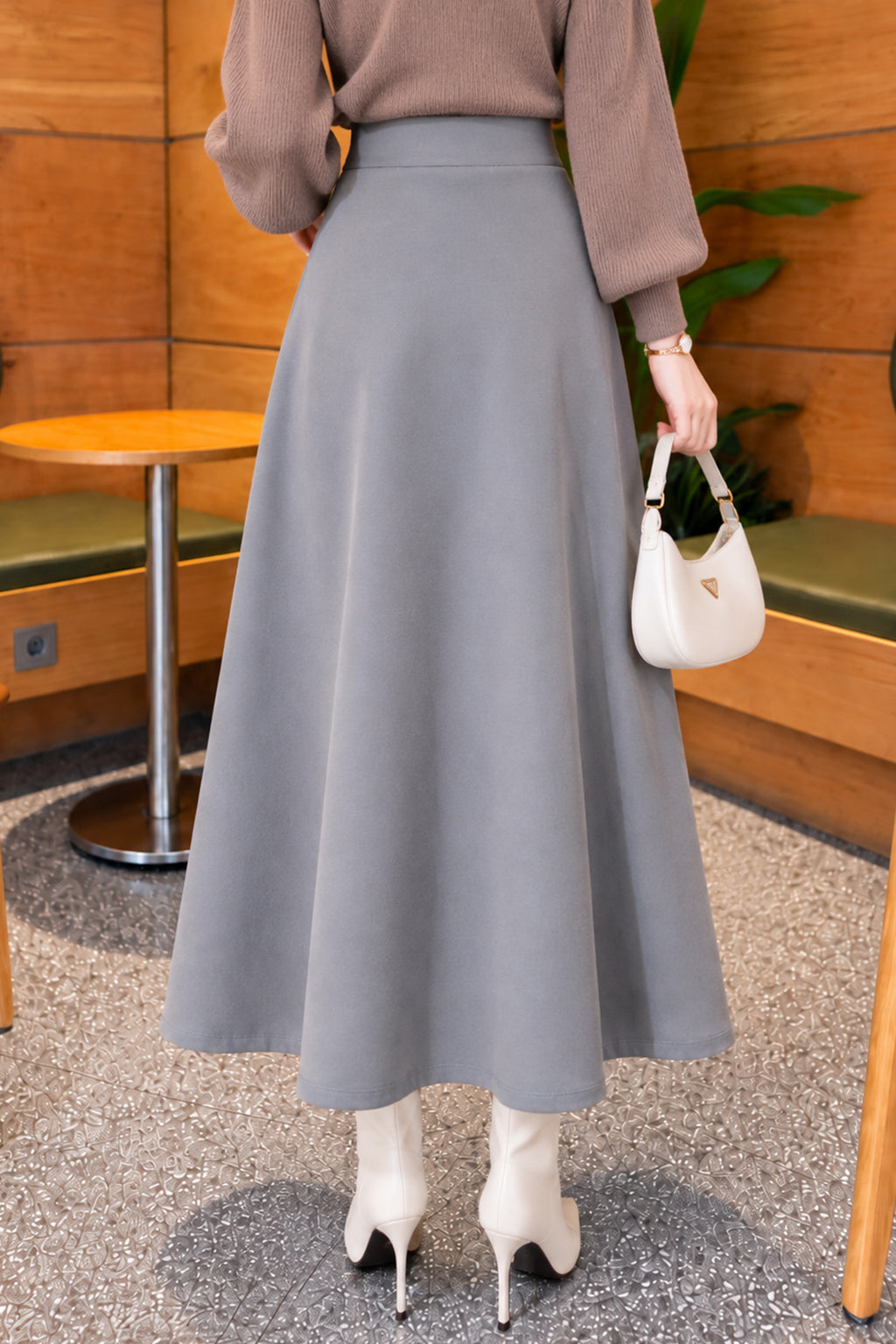 Flared Basic Skirt with Elasticated Waist