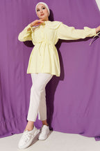 Güpürlü Çift Denizci Yaka Gömlek Sarı