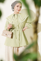 Güpürlü Çift Denizci Yakalı Gömlek Çağla Yeşili