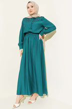 Güpürlü Yarım Brit Düğmeli Etekli Takım