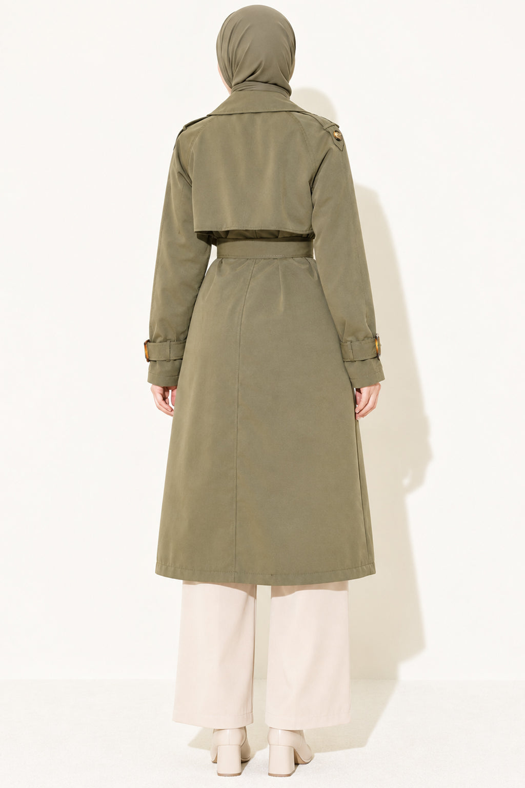 Doublebreasted Collar Trench Coat with Epaulettes