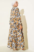 Hakim Yaka Floral Desenli Elbise