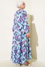Hakim Yaka Floral Desenli Elbise
