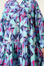 Hakim Yaka Floral Desenli Elbise