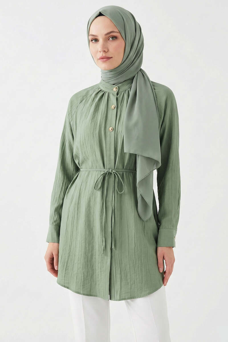 Hakim Yaka Patlı Gömlek Haki