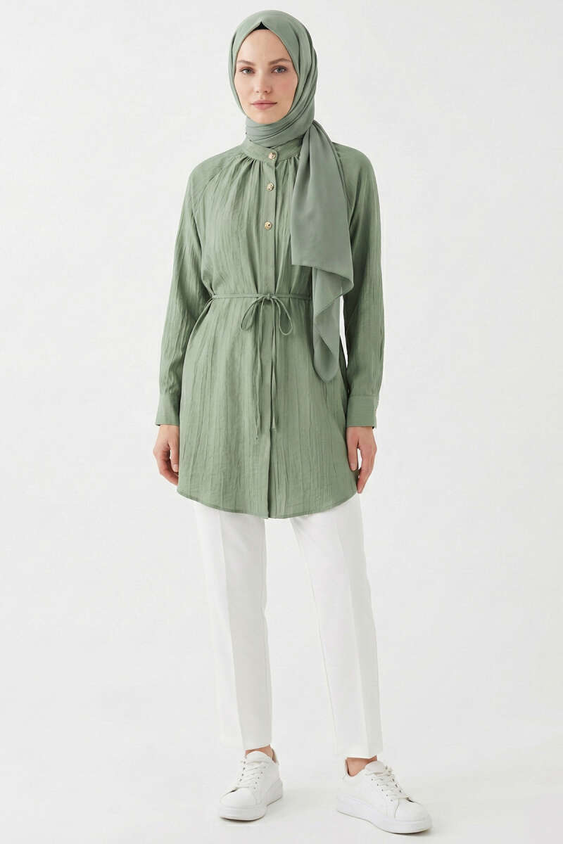 Hakim Yaka Patlı Gömlek Haki