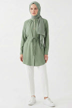 Hakim Yaka Patlı Gömlek Haki