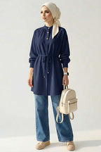 Hakim Yaka Patlı Gömlek Lacivert