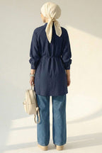 Hakim Yaka Patlı Gömlek Lacivert