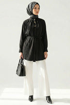 Hakim Yaka Patlı Gömlek Siyah