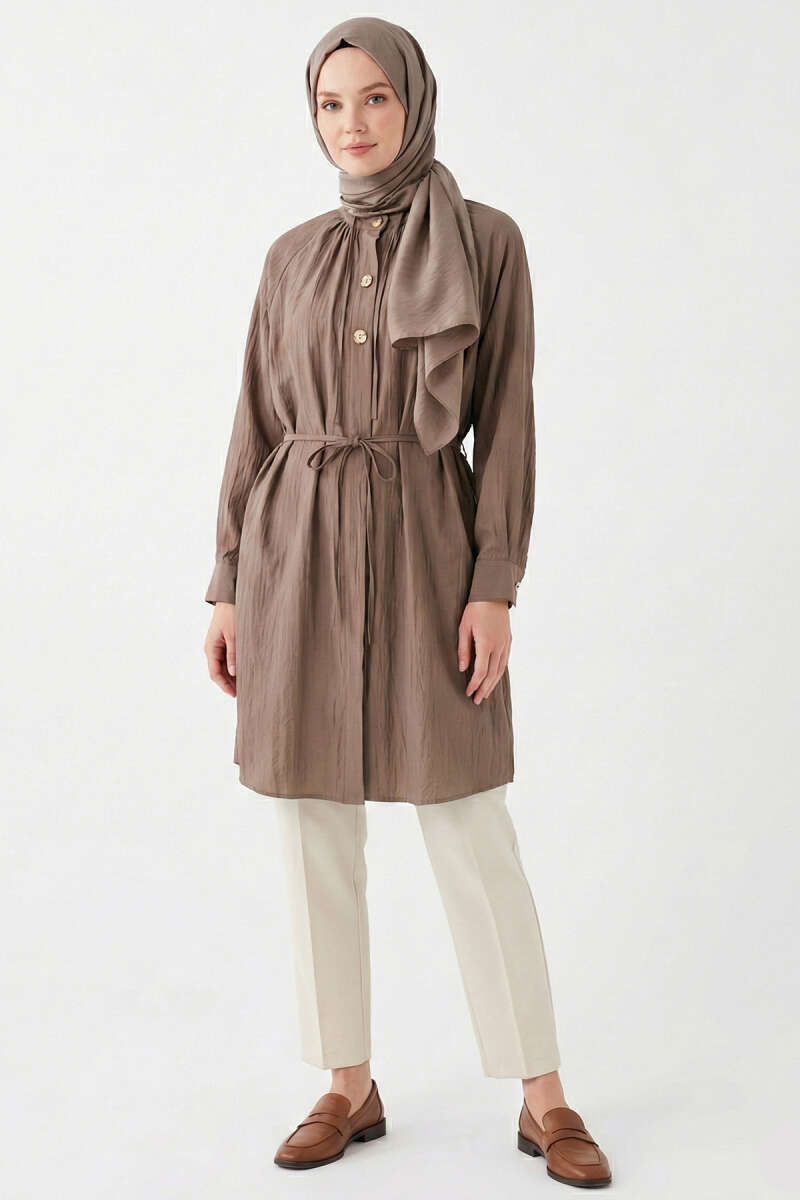 Hakim Yaka Patlı Gömlek Vizon