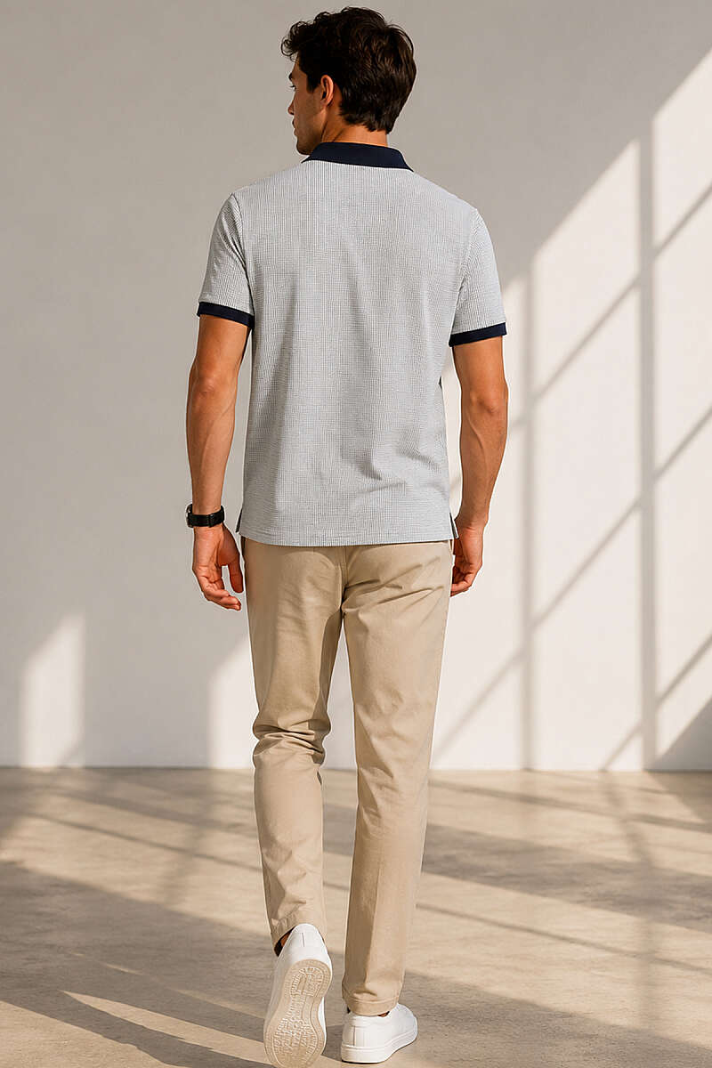 Polo Yaka Dikey Çizgili Erkek T-shirt
