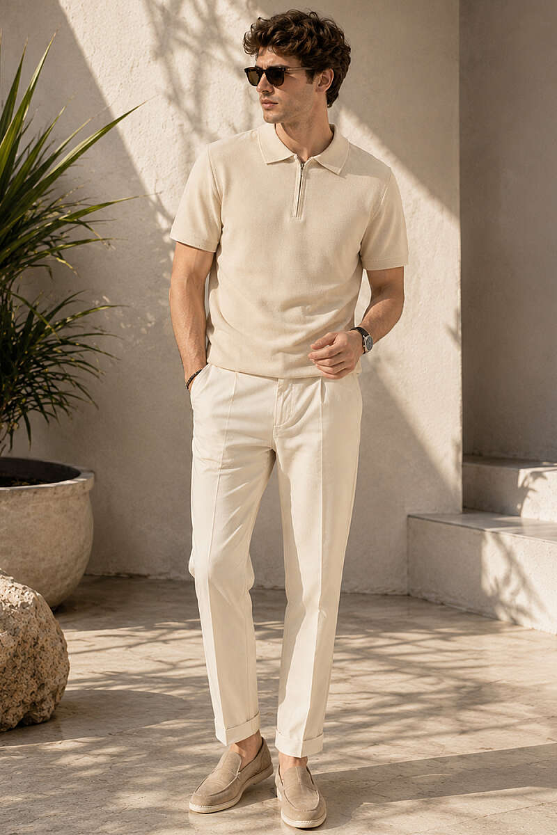 Polo Yaka Basic Fermuarlı T-shirt