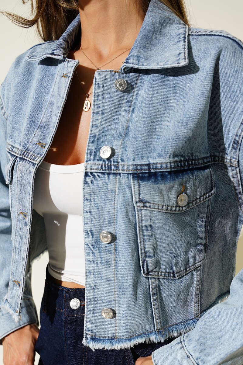Hollywood Baskılı Crop Ceket