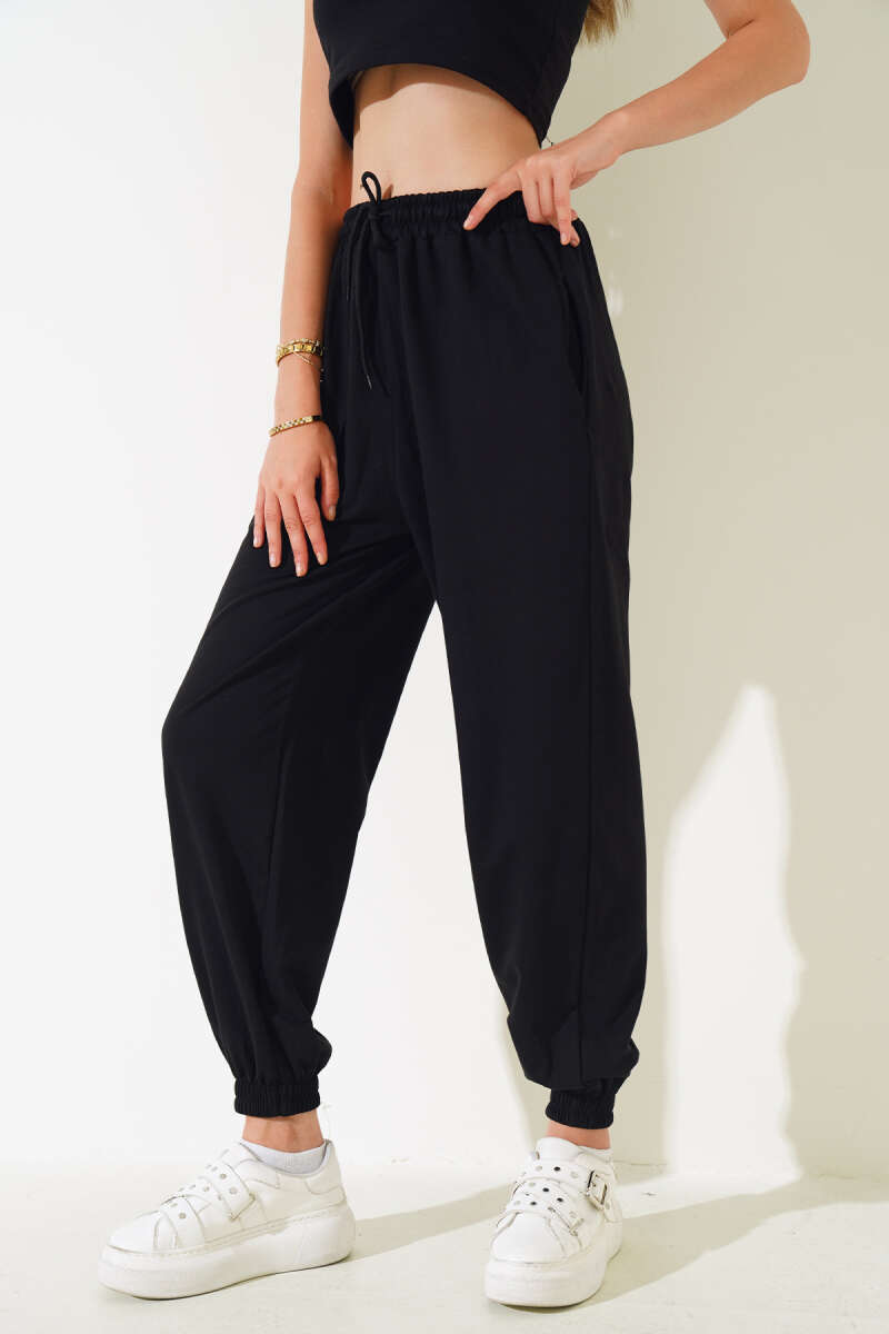 İki İp Paça Lastikli Jogger Pantolon
