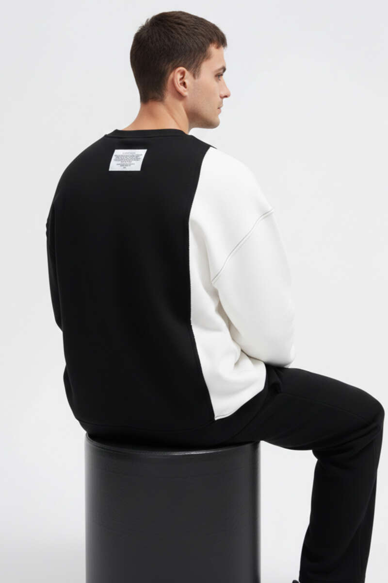 İki Renkli Cepli Erkek Sweatshirt