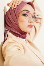 İnce Çizgi Desenli Demore Eşarp