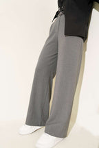 Pleated Fabric Pants with Thin Belt
