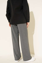 Pleated Fabric Pants with Thin Belt