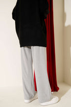 Pleated Fabric Pants with Thin Belt
