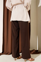 Pleated Fabric Pants with Thin Belt