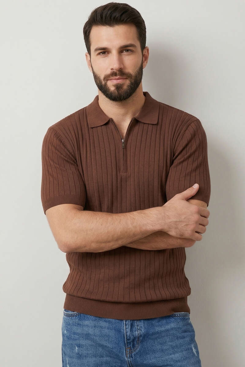İnce Polo Yaka Merserize Erkek T-shirt