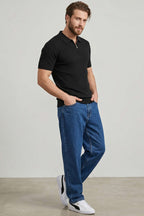 İnce Polo Yaka Merserize Erkek T-shirt Siyah