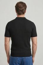 İnce Polo Yaka Merserize Erkek T-shirt Siyah