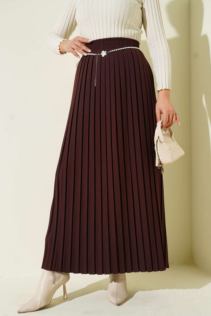 İnci Kemerli Pileli Etek