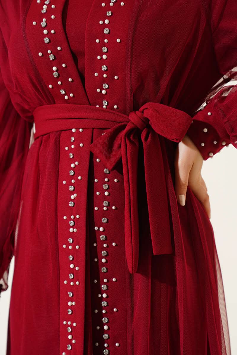 İnci Süslemeli Abaya