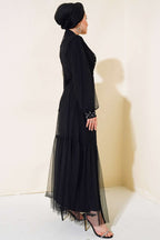 İnci Süslemeli Abaya
