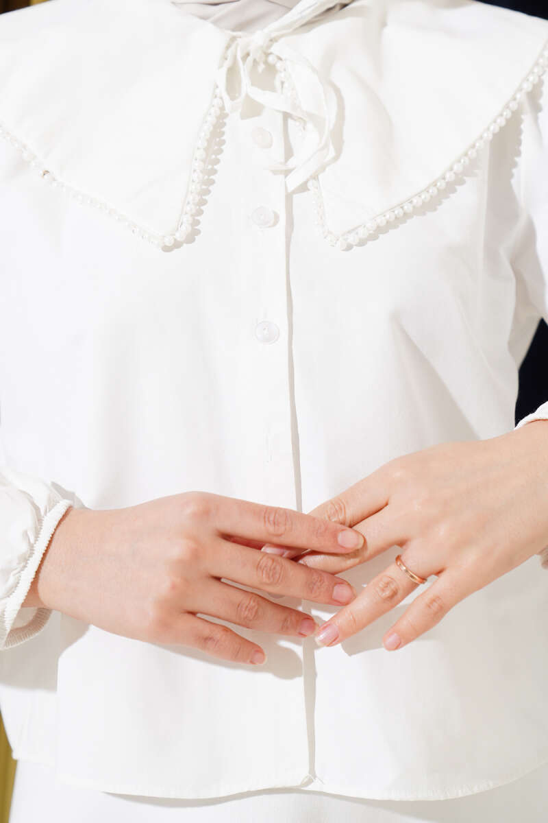 İncili Denizci Yaka Kısa Gömlek