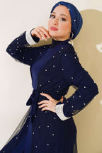İncili Tül Abaya Takım