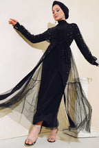 Tulle Abaya Set With Pearls