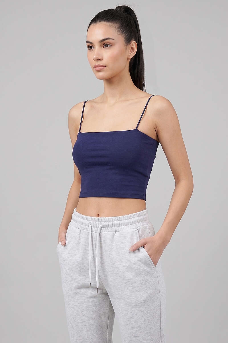 İp Askılı Göğüs Pedli Crop Lacivert