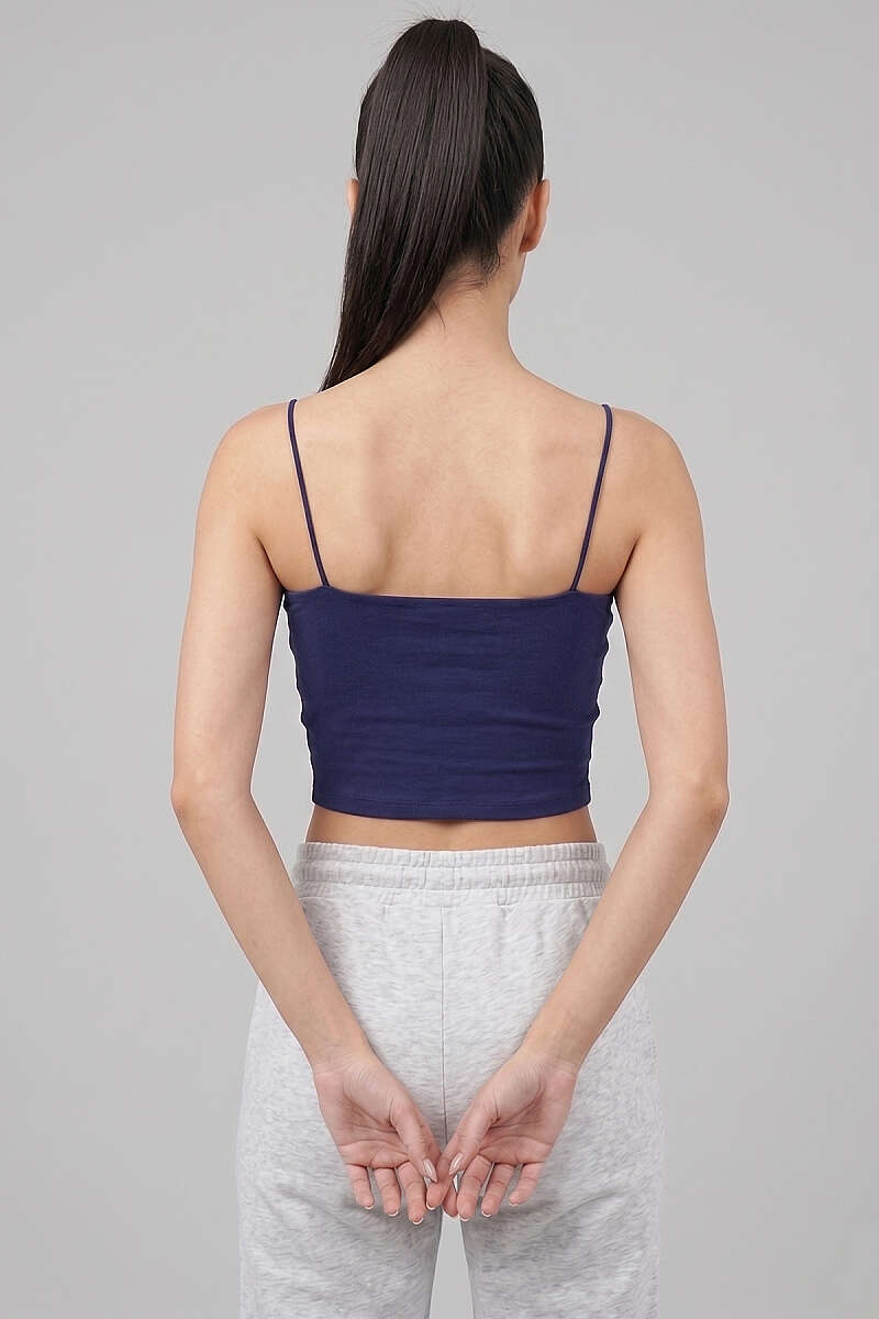 İp Askılı Göğüs Pedli Crop Lacivert