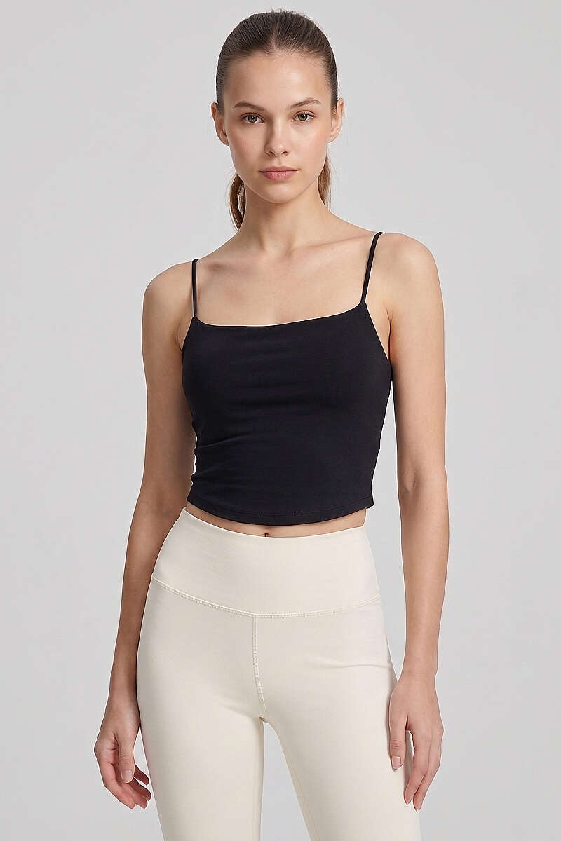 İp Askılı Göğüs Pedli Crop Siyah
