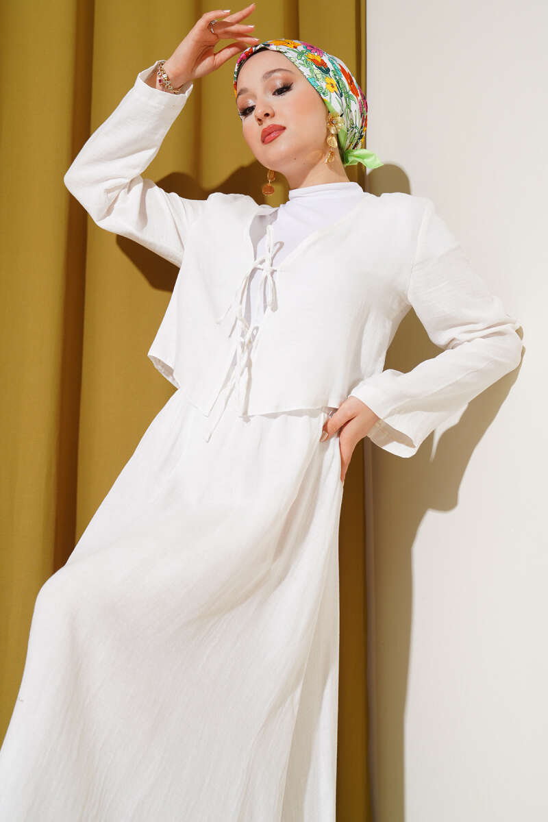 İp Bağcık Kimono Etekli İkili Takım