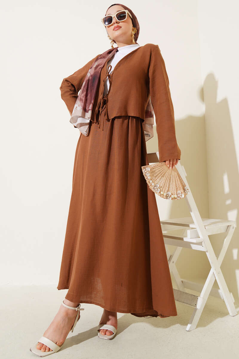 İp Bağcık Kimono Etekli İkili Takım