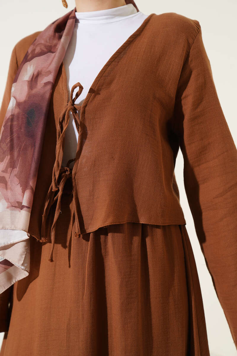 İp Bağcık Kimono Etekli İkili Takım