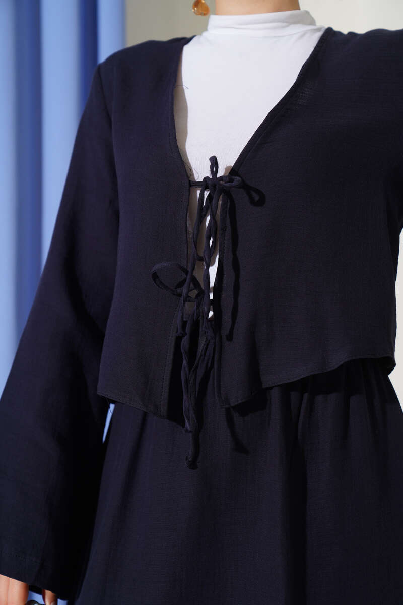 İp Bağcık Kimono Etekli İkili Takım