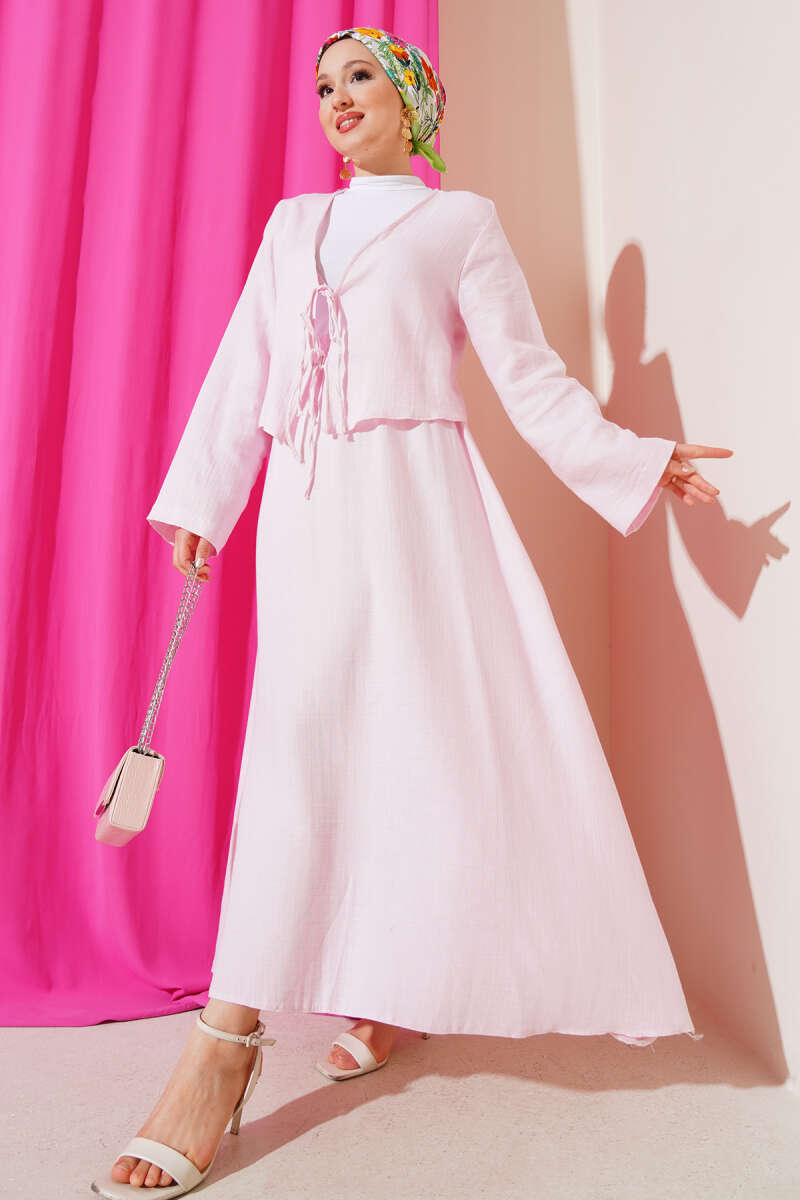 İp Bağcık Kimono Etekli İkili Takım