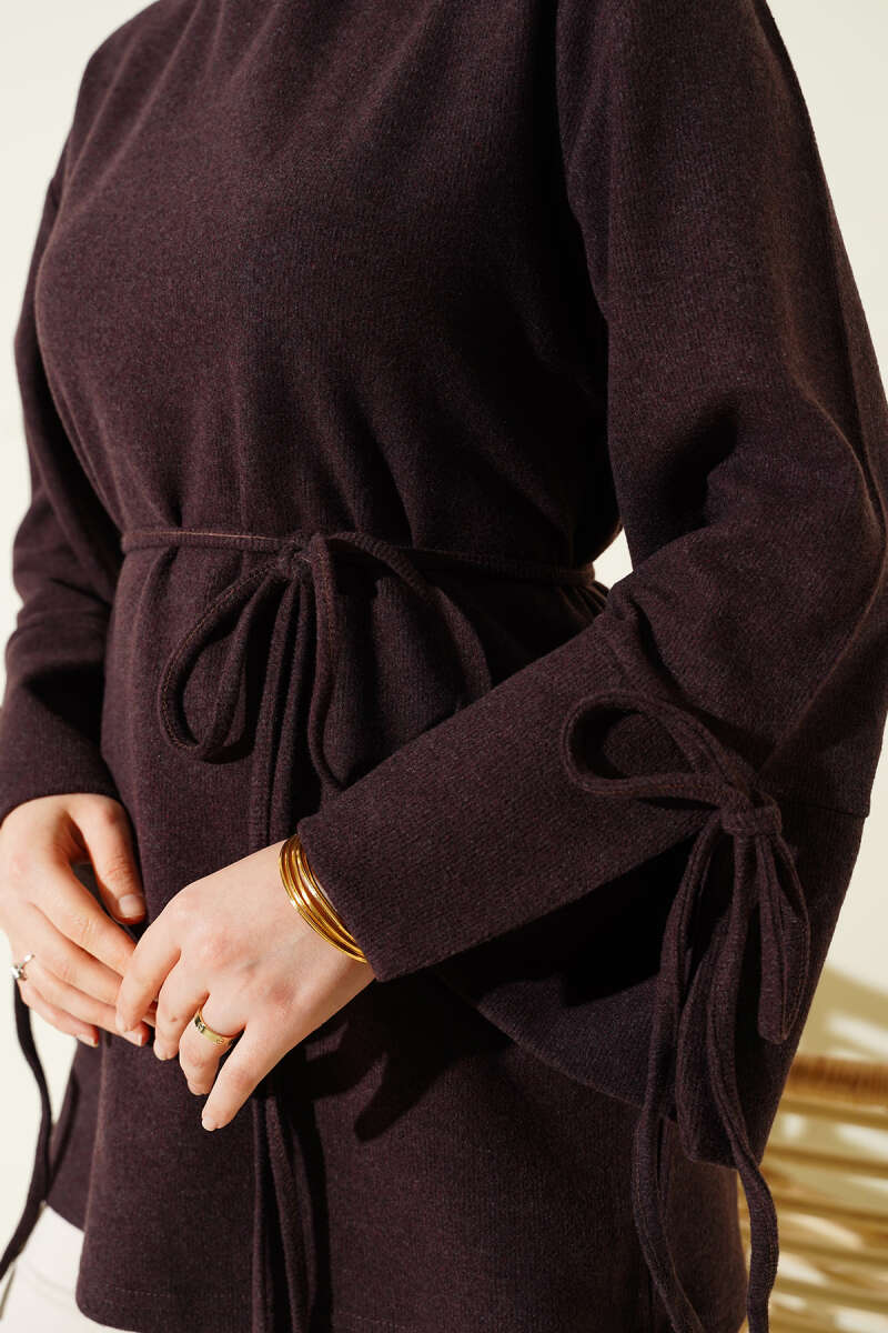 Corded Corduroy Tunic with Drawstring Tie Mud