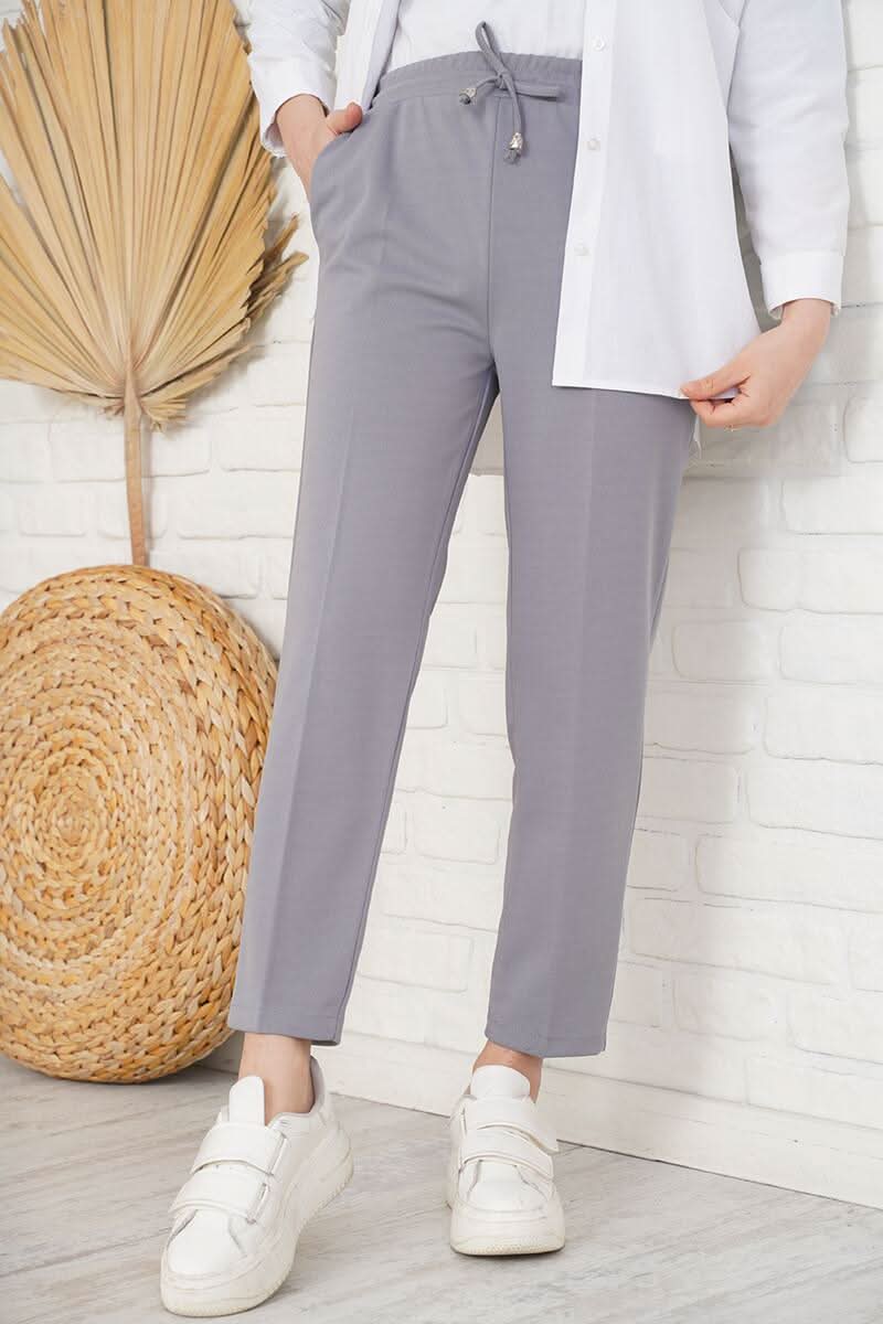 İp Detaylı Beli Lastikli Dar Paça  Pantolon