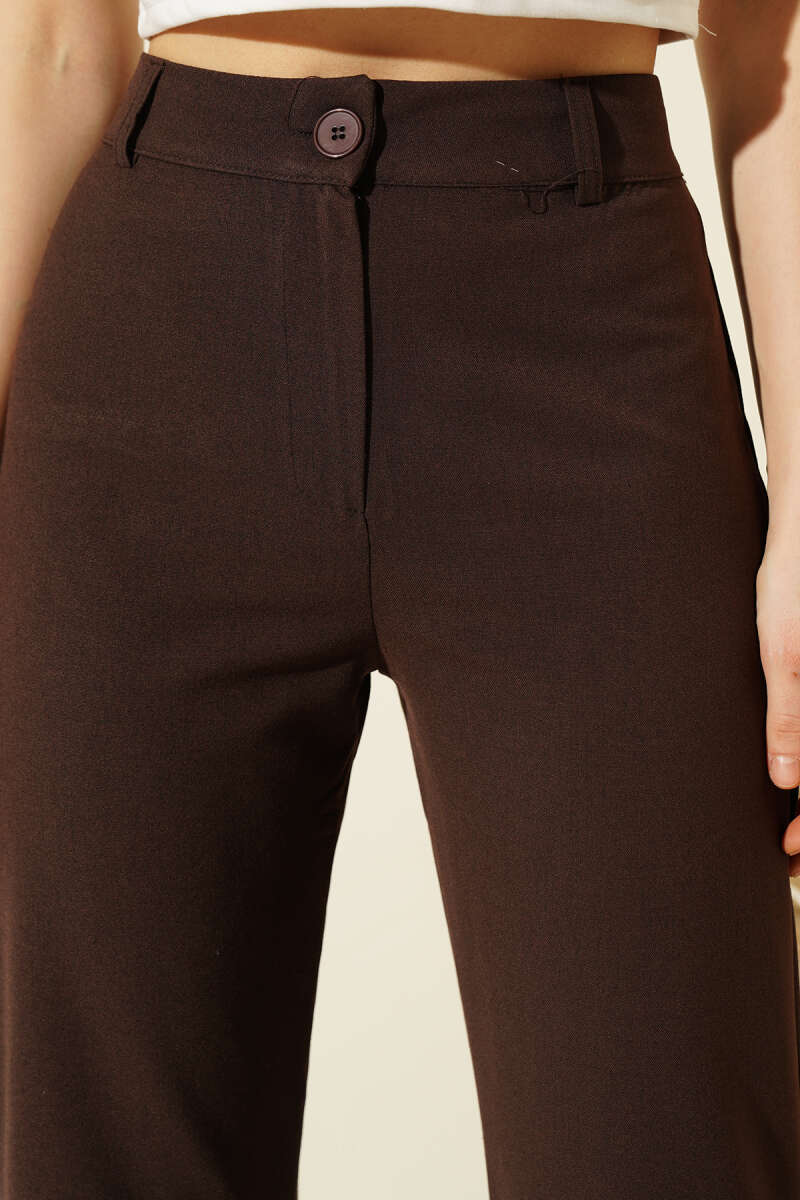İspanyol Paça Bel Düğmeli Pantolon