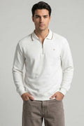 Jakarlı Polo Yaka Fermuarlı Erkek Sweatshirt