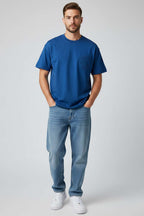 Kabartma Desenli Erkek T-shirt İndigo