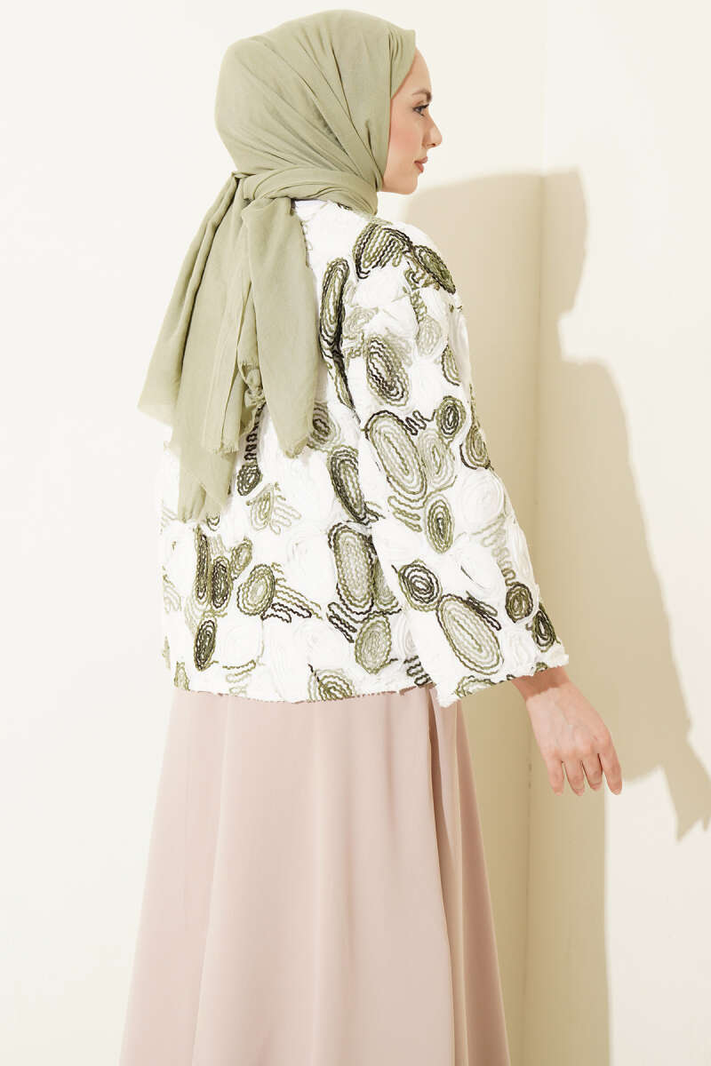 Kabartma Nakışlı Bağcıklı Kimono